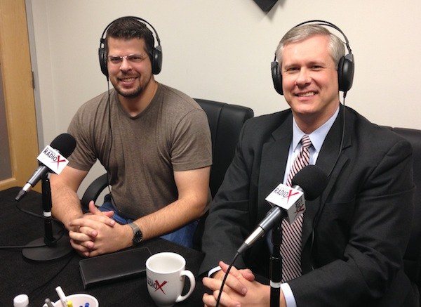 John Stephenson with College Football Hall of Fame and Rob Kischuk with PerfectPost episode artwork