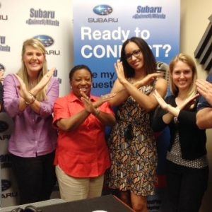Dr. Maggie Wray with Creating Positive Futures, Littie Brown with SpeedPro Imaging Marietta and Nicole Ceasar & Holly Nagy with Subaru of Gwinnett/Infiniti of Gwinnett