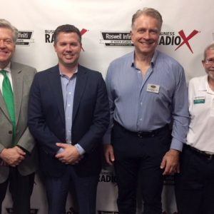 Greg Eldridge with Home Helpers of Alpharetta, Will Nobles with Vector Choice Technology Solutions, and Jon Wittenberg with Minuteman Press Sandy Springs