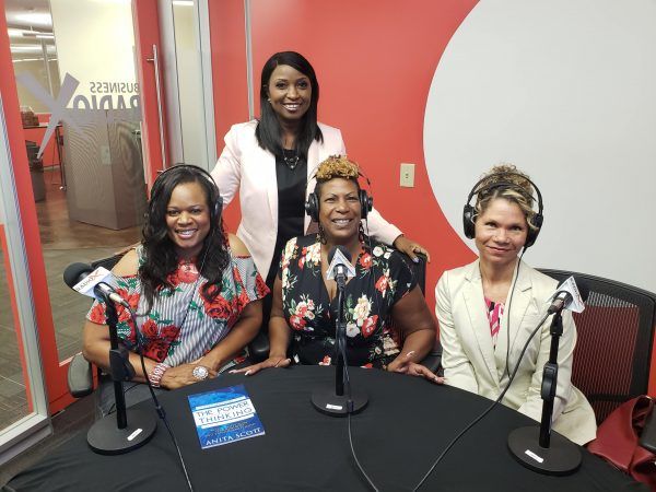 Enid-Cranshaw-Moore-with-Erin-Lyons-and-Desiree-Cook-and-Anita-Scott-on-Business-RadioX