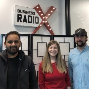 Johnny Hillebrand and Gaurav Vedak with PrizePicks and Katherine Morales with Inflection Point Communications