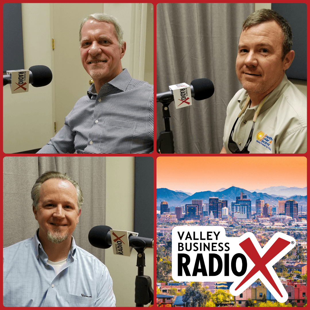 Valley Business Radio Joe Cunningham with Sunny Energy, Corey Garrison with SouthFace Solar & Electric, and Scott Hufford with Chasse Building Team visit Valley Business RadioX in Phoenix, AZ