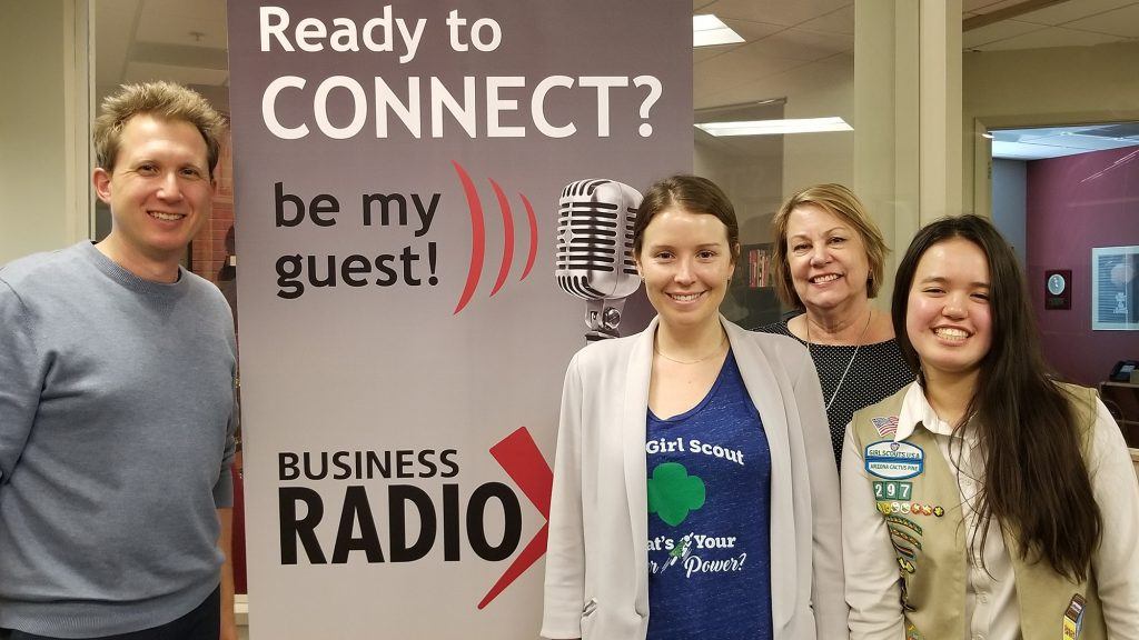 Dr. Adrian McIntyre with Valley Business RadioX meets with Emmi Edwards, Susan de Queljoe, and Elizabeth Laughlin of the Girl Scouts–Arizona Cactus-Pine Council