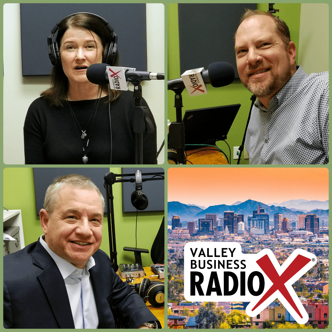 Jeffrey Wolf with Quarles & Brady, Marisa Felker with Washington Federal, and Chad Barnett with Foods 2000 on Valley Business RadioX in Phoenix, AZ