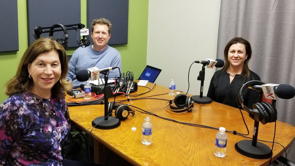 Julee Landau Shahon, Dr. Adrian McIntyre, and Rachel Hoffer in the studio at Valley Business RadioX in Phoenix, AZ