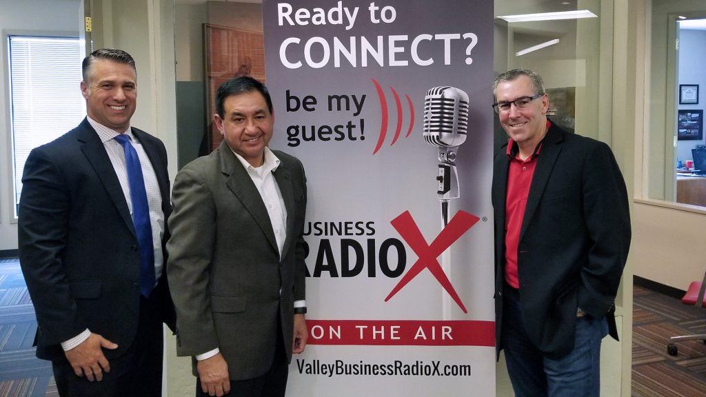 Mike Kintner, Chairman Robert Miguel, and Robert Livingstone with Harrah's Ak-Chin visit Valley Business RadioX in Phoenix, Arizona