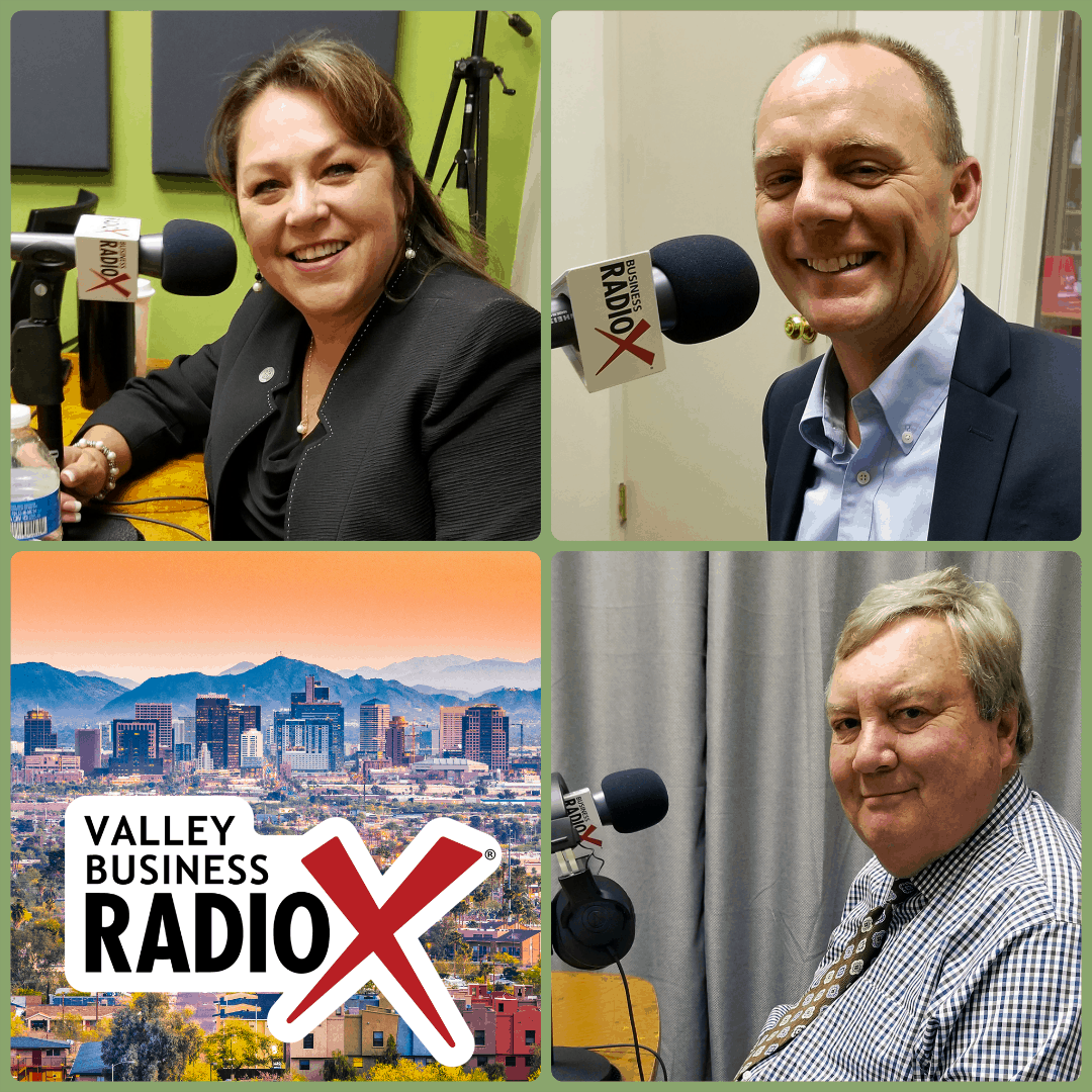 Paris Davis & Doug Reynolds with Washington Federal Bank and Dennis Webb with Fulton Homes visit Valley Business RadioX in Phoenix, Arizona
