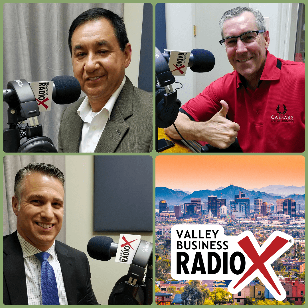 Valley Business Radio Mike Kintner, Chairman Robert Miguel, and Robert Livingstone with Harrah's Ak-Chin visit Valley Business RadioX in Phoenix, Arizona