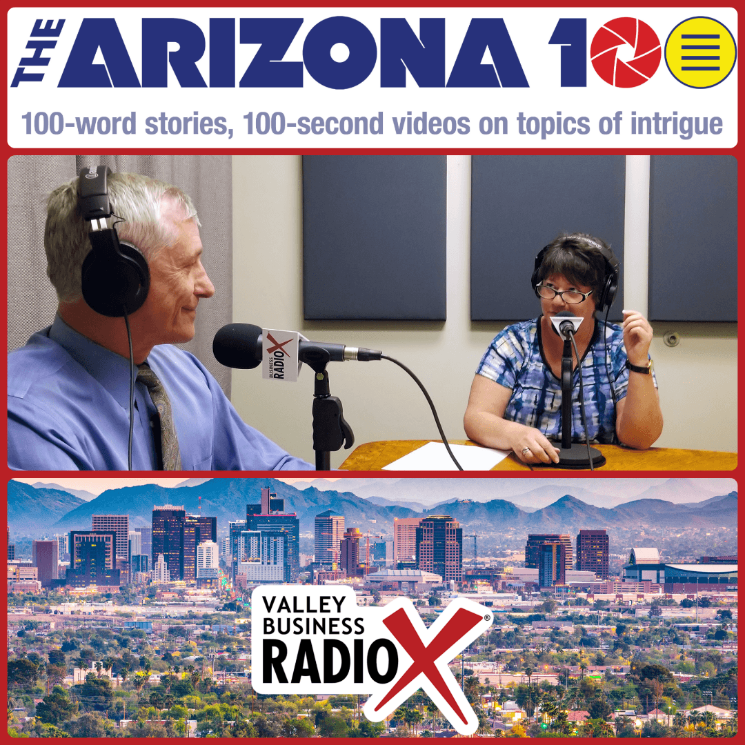Scott Hanson and Abbie Fink with The Arizona 100 broadcasting live from the Valley Business RadioX studio in Phoenix, Arizona