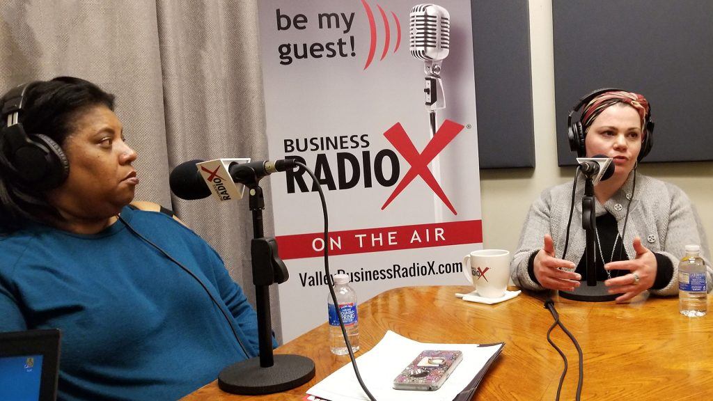 Adrienne Bryant with Bryant Commercial Real Estate and Shatha Barbour with Hera Hub Phoenix on the radio at Valley   Business RadioX in Phoenix, Arizona