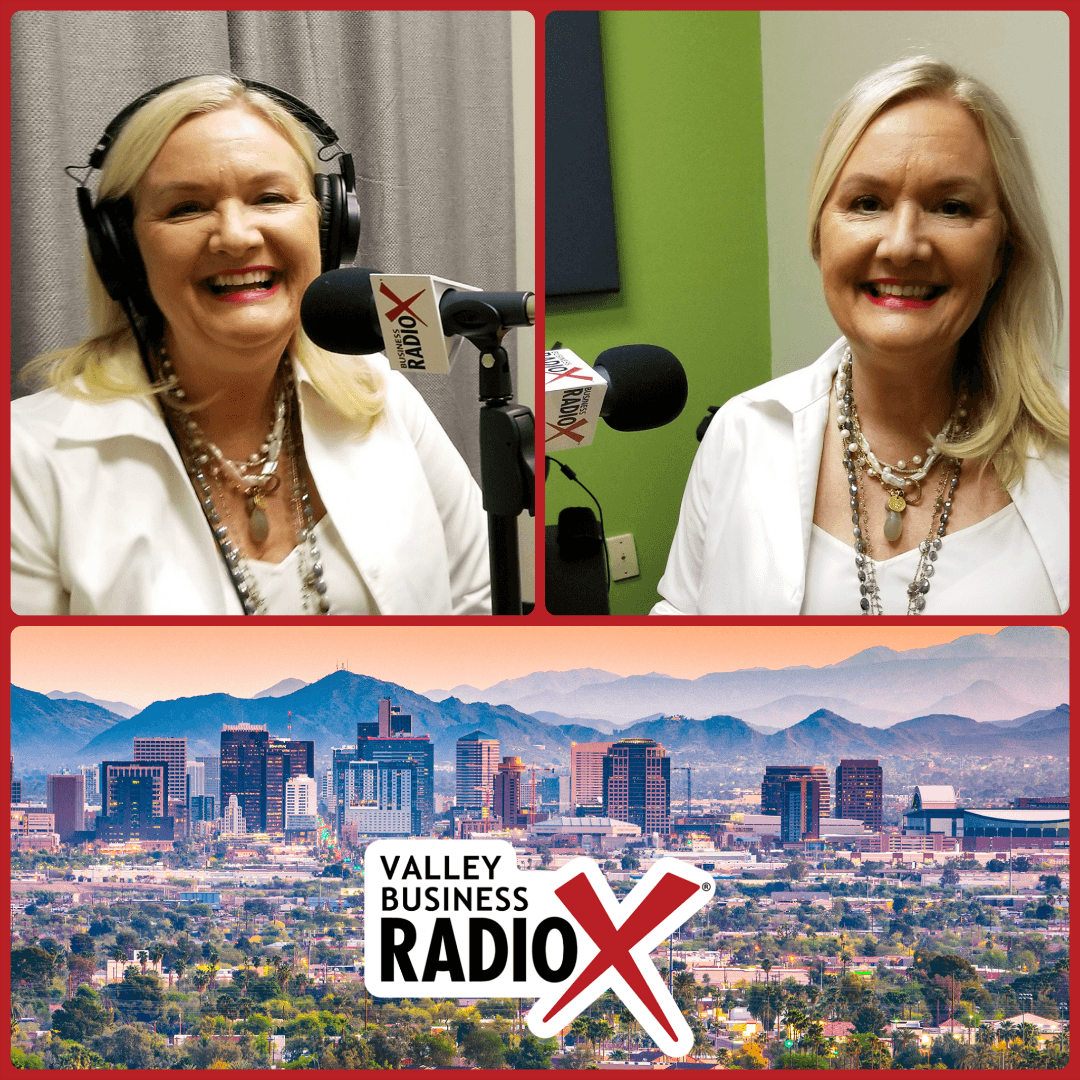 Carole Baker with Cherry Pie Social and Bathrobe Nation broadcasting live from the Valley Business RadioX studio in Phoenix, Arizona
