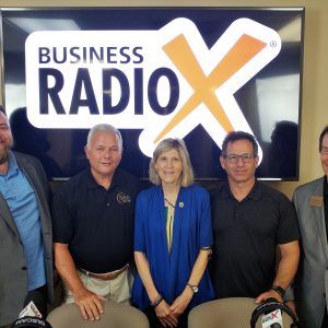 Ron Quinn and Susan Williams with Peach State Bank & Trust and Barry Zeeman with Barry’s Menswear & Tuxedo