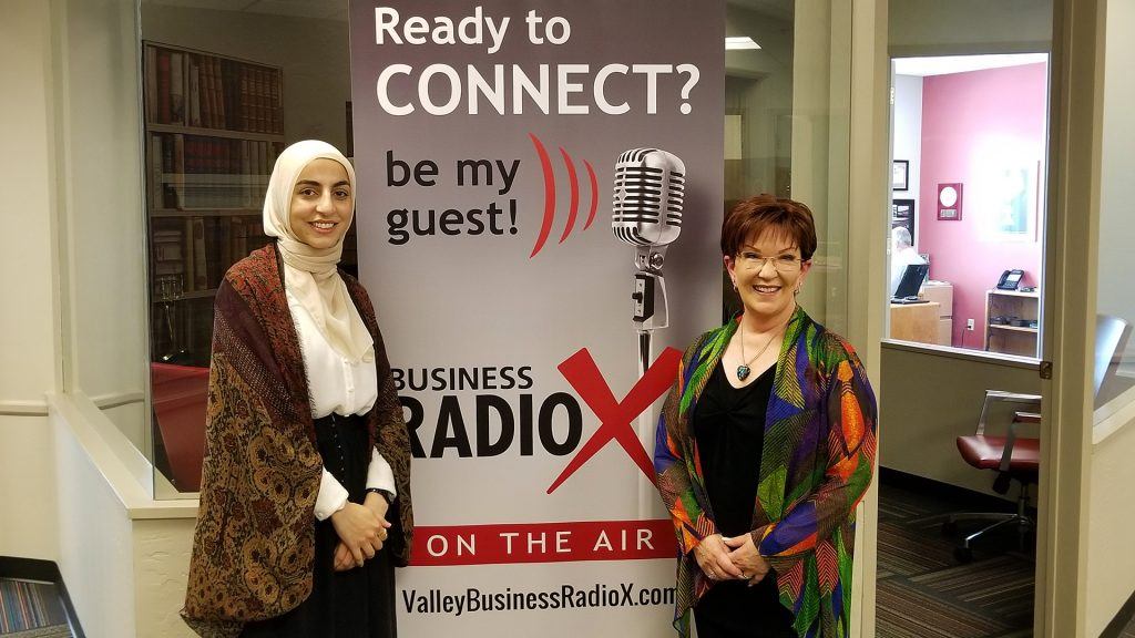 María Tomás-Keegan with Transition & Thrive with Maria and Rawa Awad with Ethár Collection visit the Valley Business RadioX studio in Phoenix, Arizona