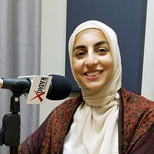 Rawa Awad with Ethár Collection in the studio at Valley Business RadioX in Phoenix, Arizona