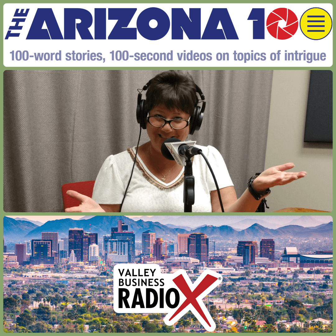 Abbie Fink with The Arizona 100 broadcasting live from the Valley Business RadioX studio in Phoenix, Arizona