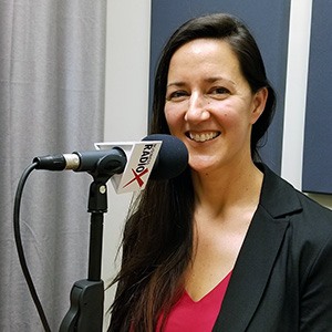 Tiffany Bisconer with Acena Consulting in the studio at Valley Business RadioX in Phoenix, Arizona