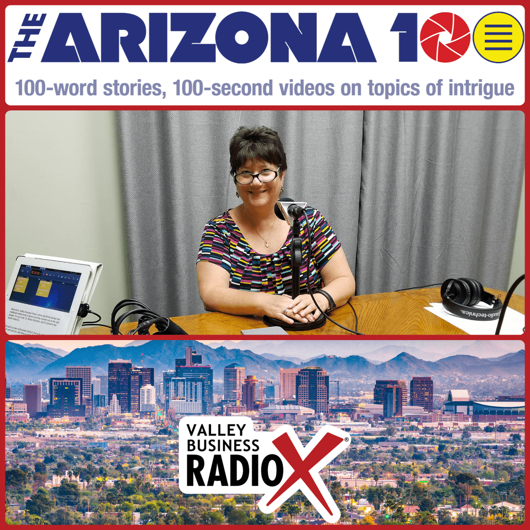 Abbie Fink with The Arizona 100 broadcasting live from the Valley Business RadioX studio in Phoenix, Arizona