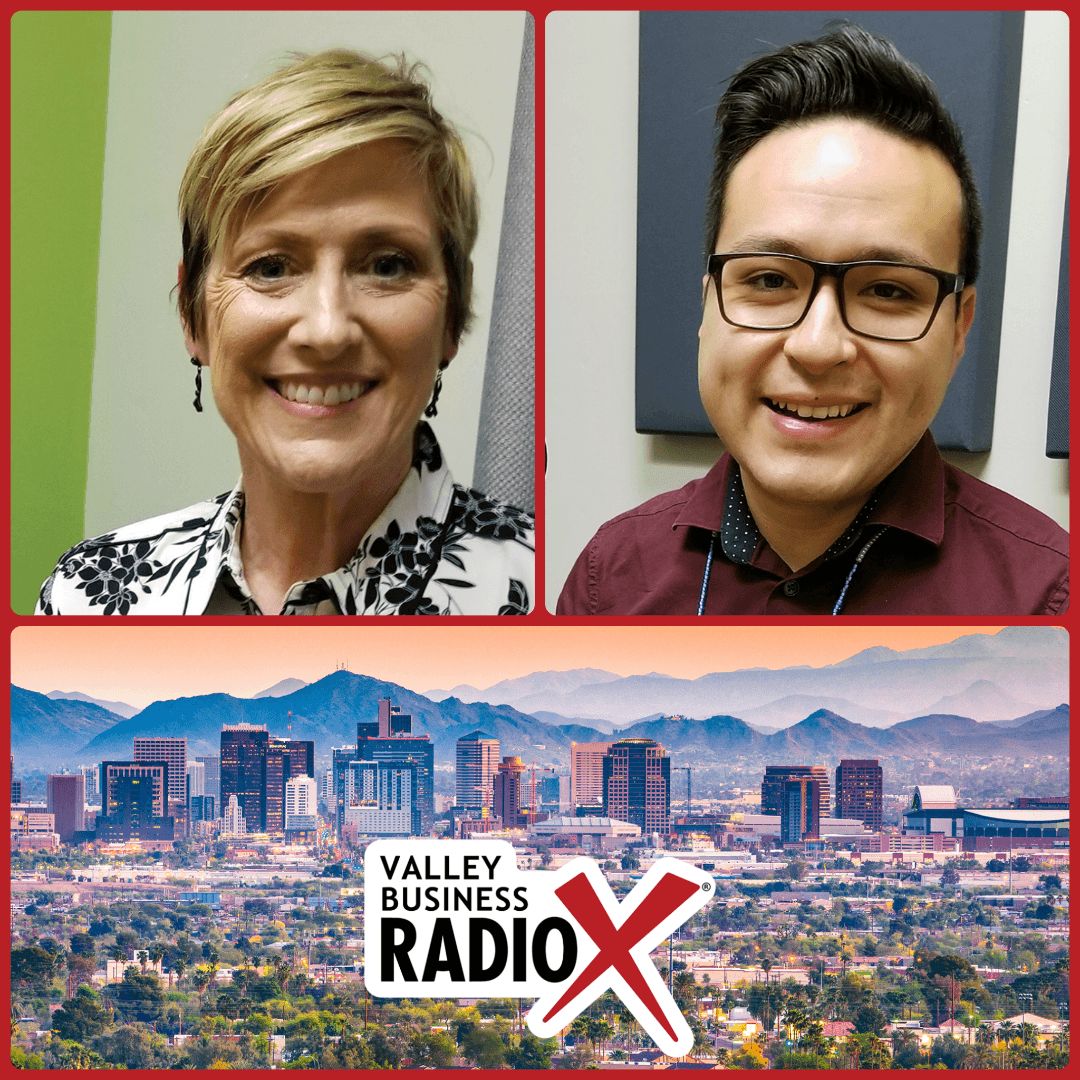 Dr. Tracey Lopeman with Maricopa Unified School District and Brian Garcia with Tempe Union High School District broadcasting live from the Valley Business RadioX studio in Phoenix, Arizona
