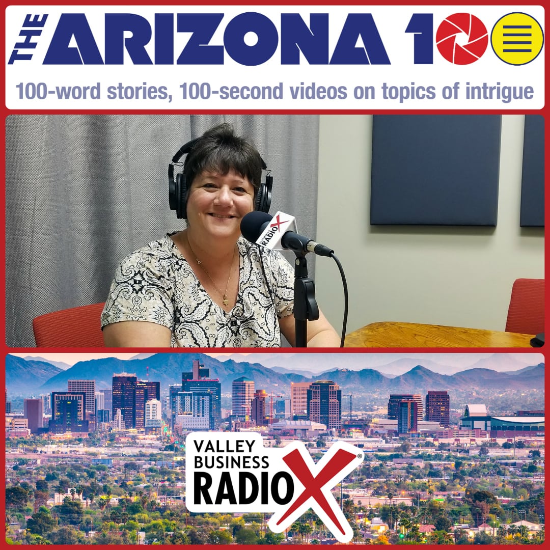Abbie Fink with The Arizona 100 broadcasting live from the Valley Business RadioX studio in Phoenix, Arizona