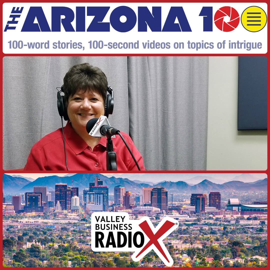 Abbie Fink with The Arizona 100 broadcasting live from the Valley Business RadioX studio in Phoenix, Arizona