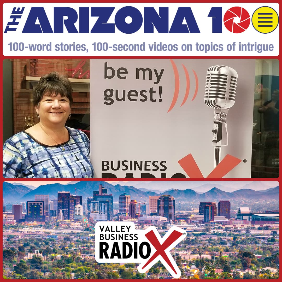 Abbie Fink with The Arizona 100 on the radio at Valley Business RadioX in Phoenix, Arizona