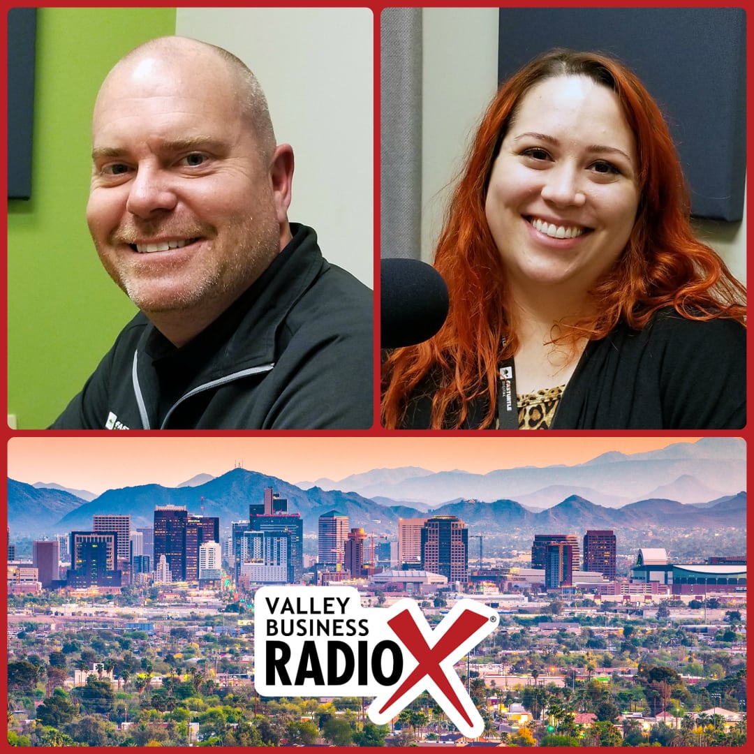 Eric Olsen and Amanda Sett with Fasturtle Digital broadcasting live from the Valley Business Radio studio in Phoenix, Arizona