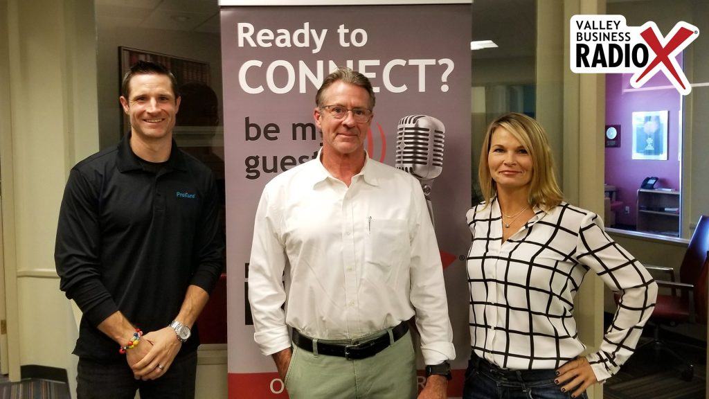 Christina Morse with RebelHR, Alex Cushman with ProKure Solutions, and Ed Chaney with Cannafyl CBD visit the Valley Business Radio studio in Phoenix, Arizona