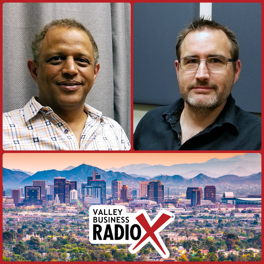 David McKenna with Axway and Patrick Gilbert with Compendia broadcasting live from the Valley Business RadioX studio in Phoenix, Arizona