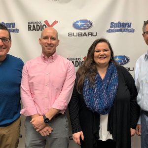 SIMON SAYS, LET’S TALK BUSINESS: Gil Madrid & Jonathan Shaw with Ermi, and Cally D’Angelo with the Gwinnett Chamber