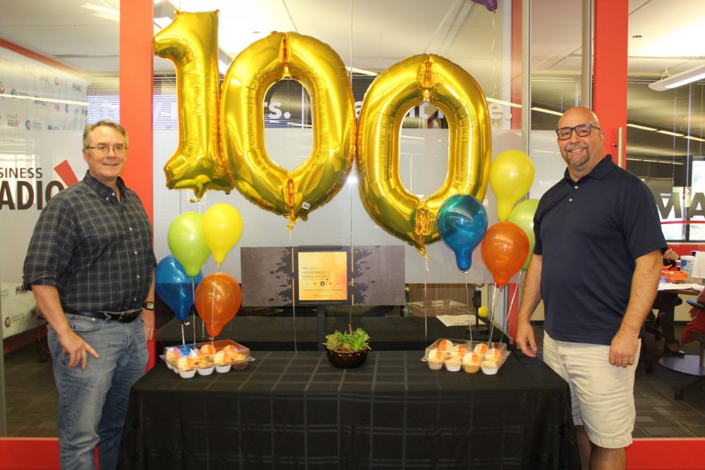 E100-Celebrating-100-PMOH-Episodes-with-Asya-Watkins-and-Kim-Essendrup-balloons
