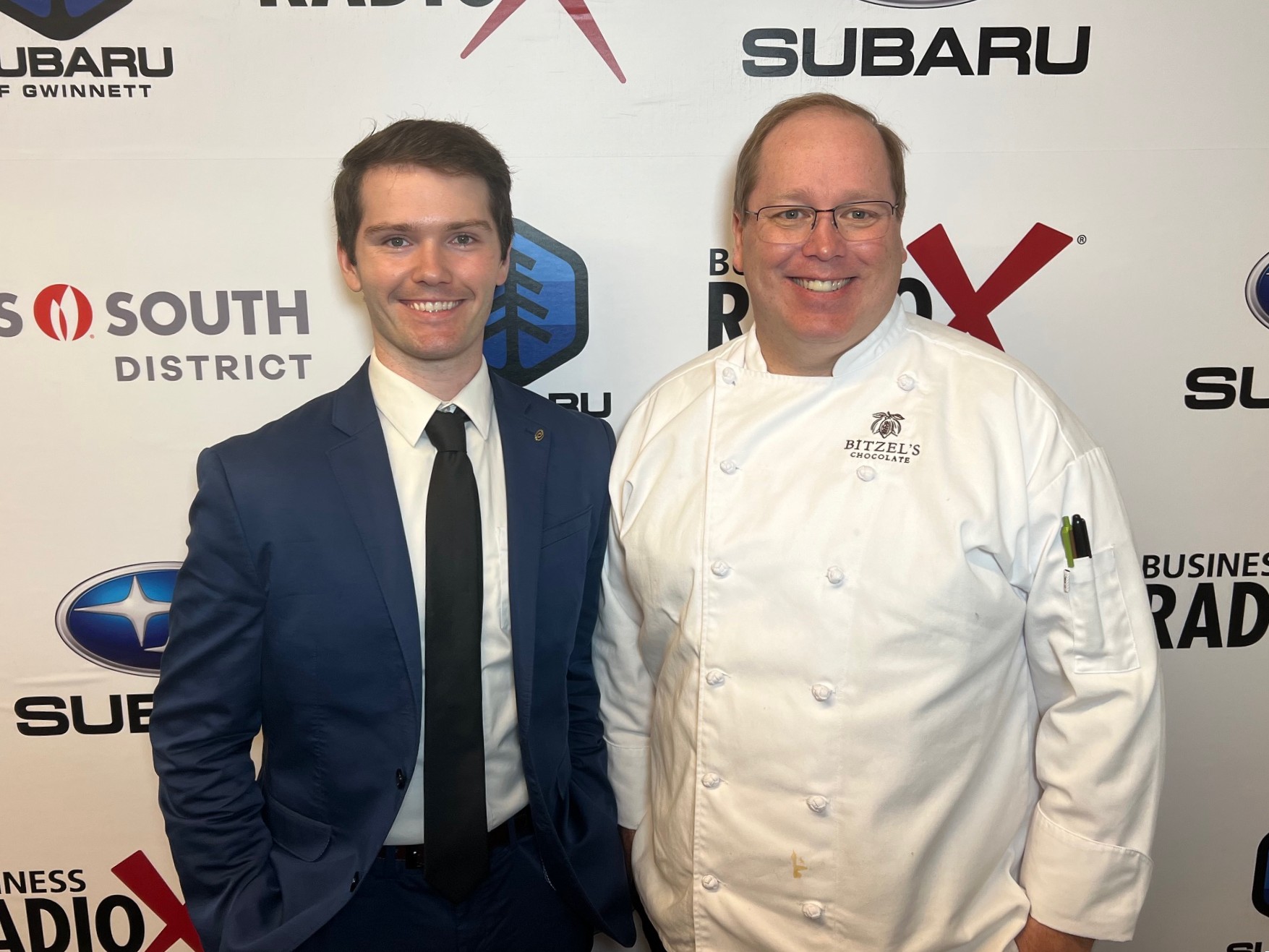 Ken Jackson with Leadership Gwinnett and Ray Bitzel with Bitzel’s Chocolate