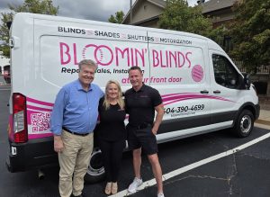 North Fulton Business Radio host John Ray with Ashley and Keith Sasher, Bloomin' Blinds