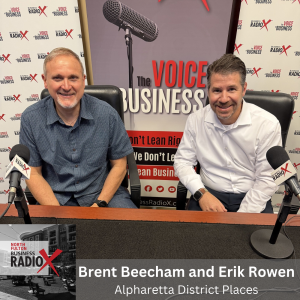 Erik Rowen, McKibbon Places, and Brent Beecham, Market District Development, on Alpharetta District Places, Small-Shop Retail, and a New City Park in Downtown Alpharetta (North Fulton Business Radio, Episode 989) with host John Ray