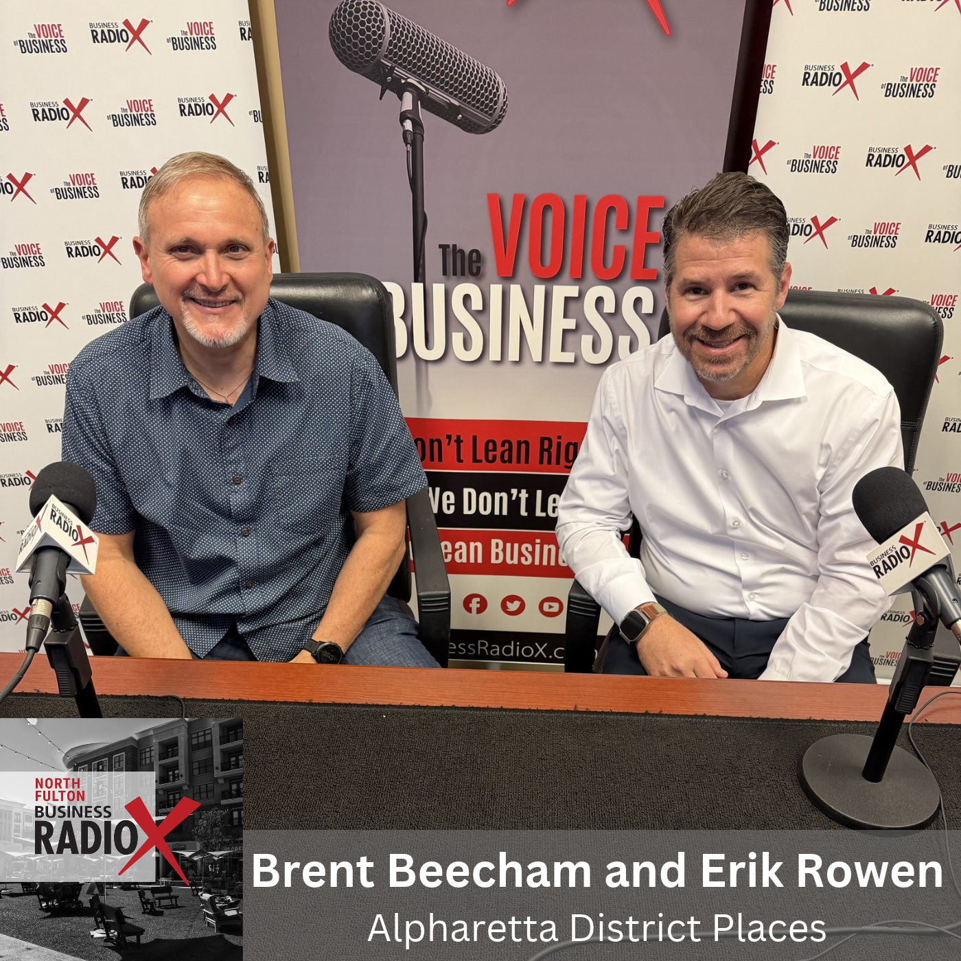 Erik Rowen, McKibbon Places, and Brent Beecham, Market District Development, on Alpharetta District Places, Small-Shop Retail, and a New City Park in Downtown Alpharetta (North Fulton Business Radio, Episode 989) with host John Ray